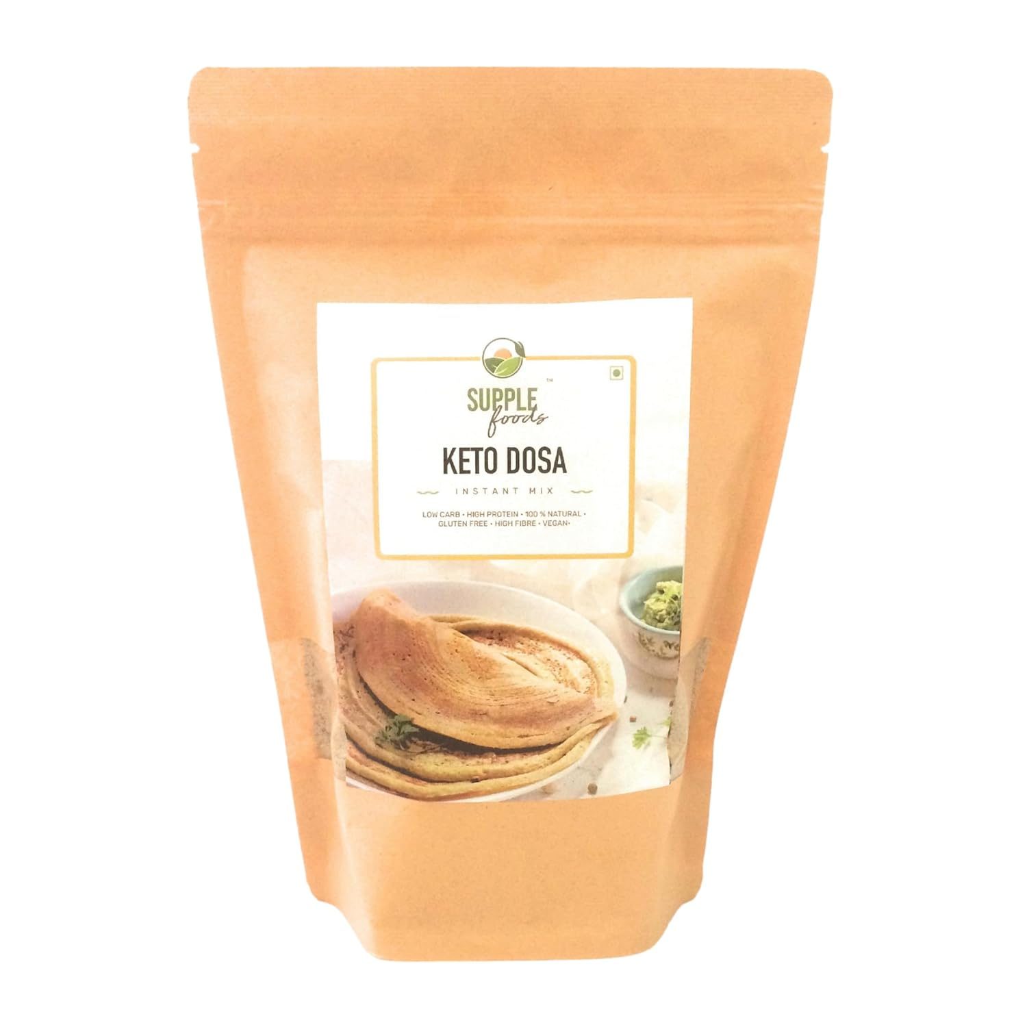 SUPPLE foods Keto Dosa Batter Instant Mix – 400g – Healthy Low Carb, High Protein & Low GI Diet – Easy to Cook Natural Plant Proteins Dosa Mix Powder – Gluten Free and Vegan