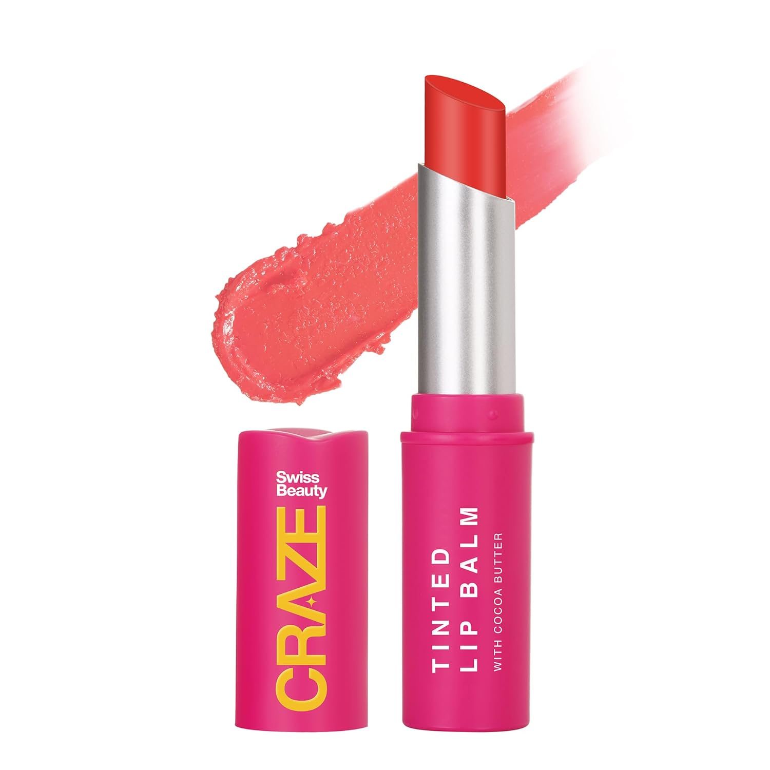 SWISS BEAUTY Craze Tinted Lightweight Sheer Lip Balm | Lip Protection And Lip Nourishment With Cocoa Butter | Shade- Cherry Crush, 3.2G