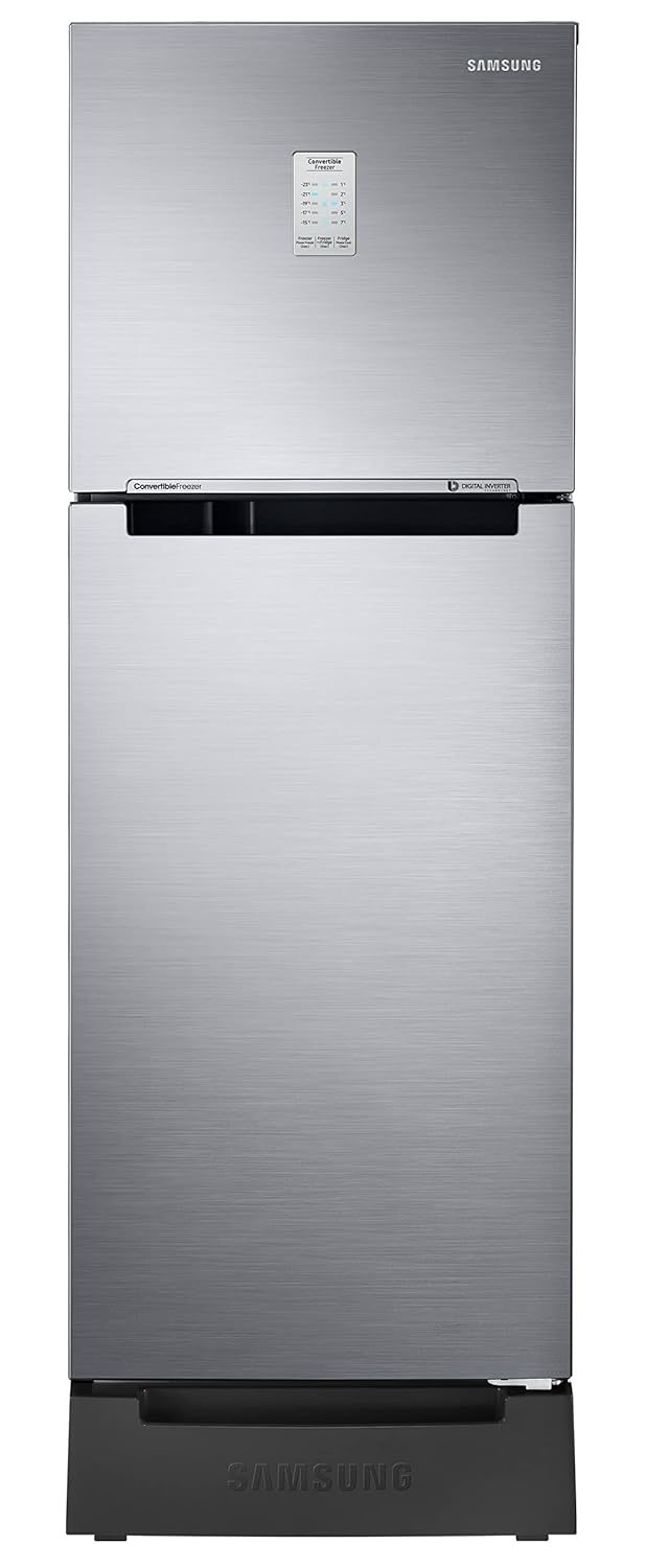 Samsung 236L 2 Star Inverter Frost-Free Convertible 3 In 1 Double Door Refrigerator Appliance (RT28C3832S8/HL,Elegant Inox), Base Stand Drawer