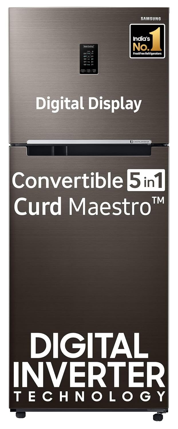 Samsung 355 L 2 Star Inverter Frost-Free Convertible 5 In 1 Curd Maestro Double Door Refrigerator (RT39C5C32DX/HL,Luxe Brown 2023 Model)