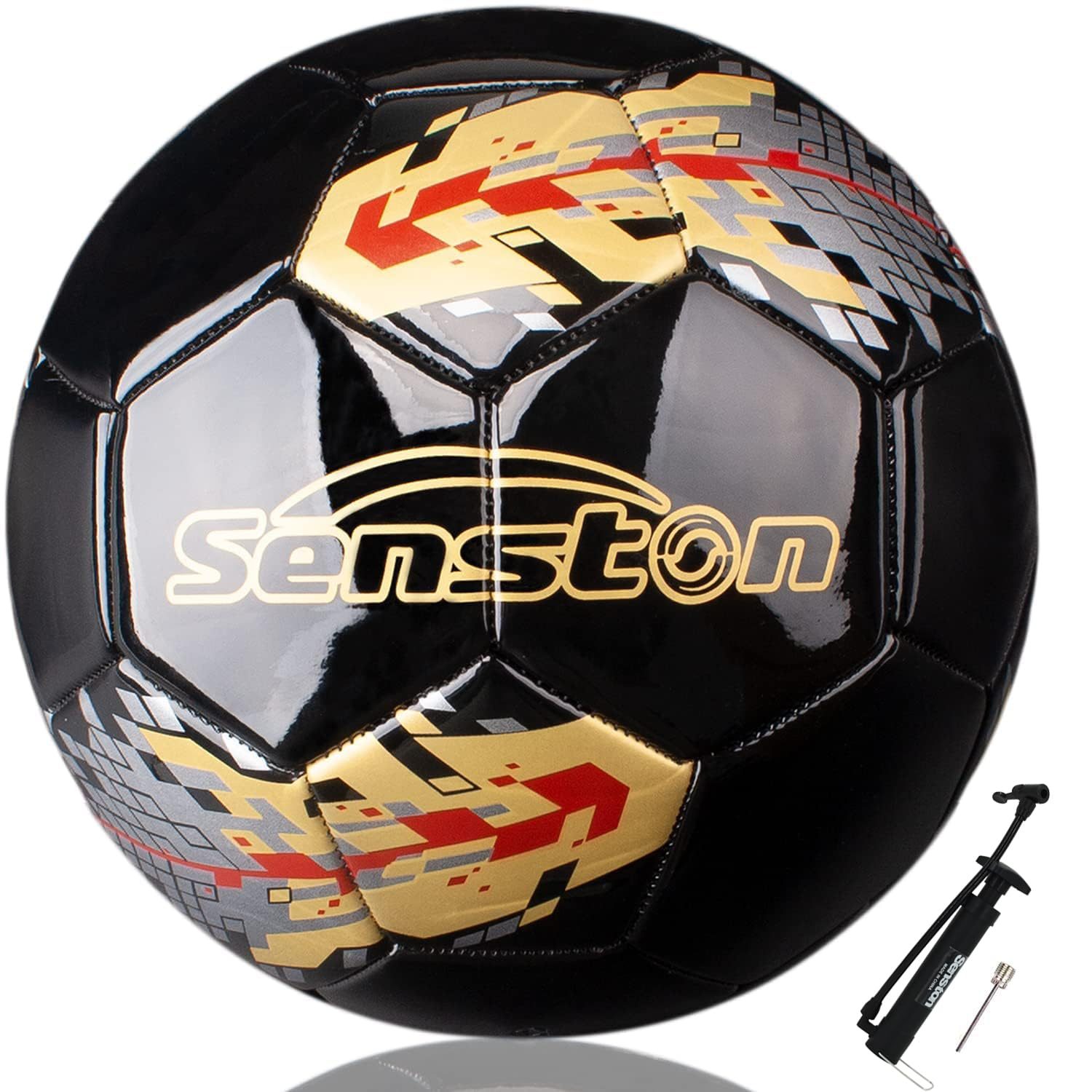 Senston Size 5 Football for Adults Youth Kids | Training & Match Soccer Ball | Durable PU Leather | Includes Air Pump, Blue