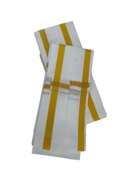 ShriBhargavas Traders | Cream Color Angavastram with Zari Border (1.75 Meters)| Handloom Weaved Angavasthram | Pack of 2