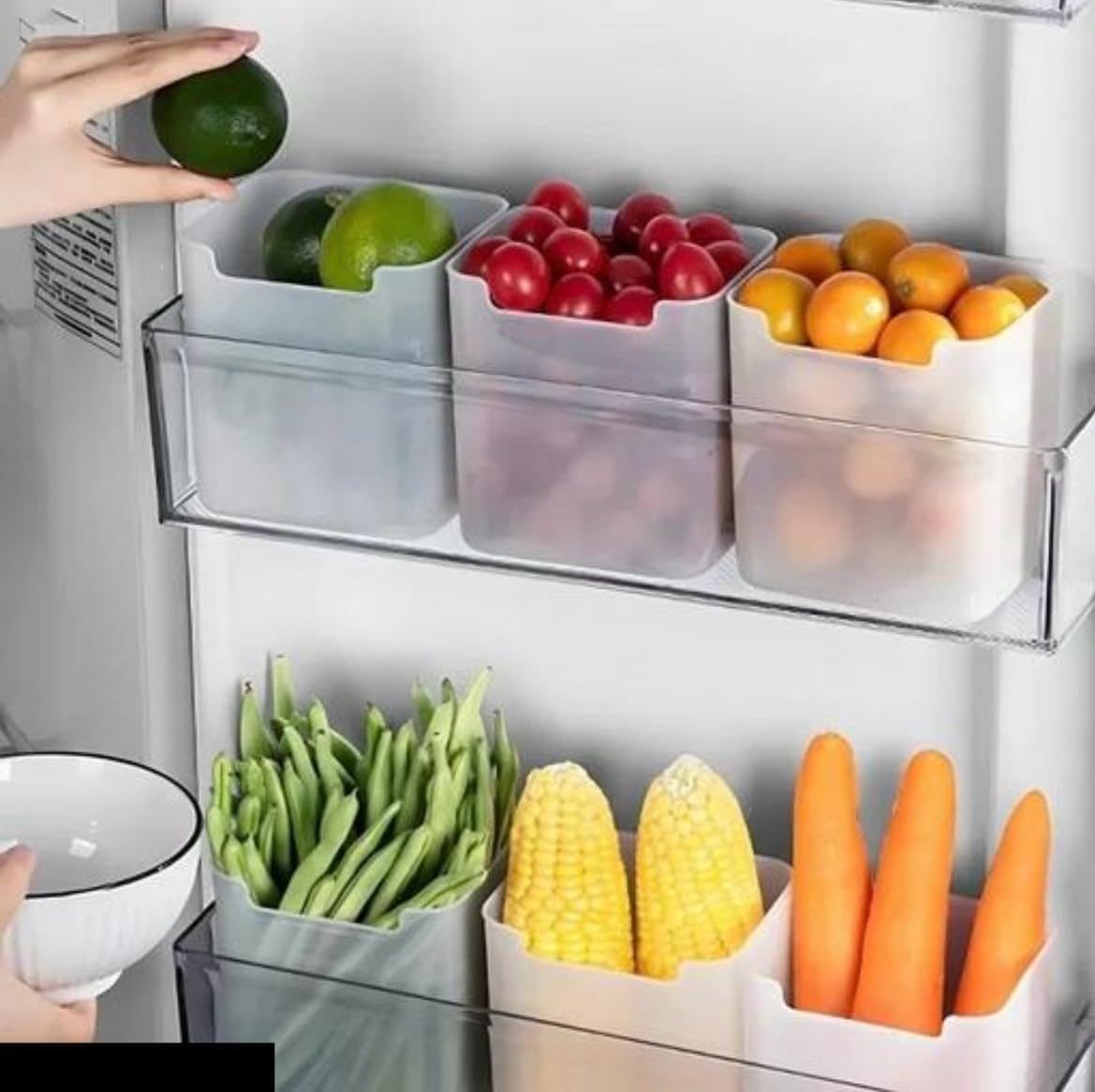 Skylike 6 fridge storage boxes multipurpose containers for storage Space-saving Refrigerator Side Door Organizer for fridge kitchen Fruits, Vegetables Storage Containers (6)