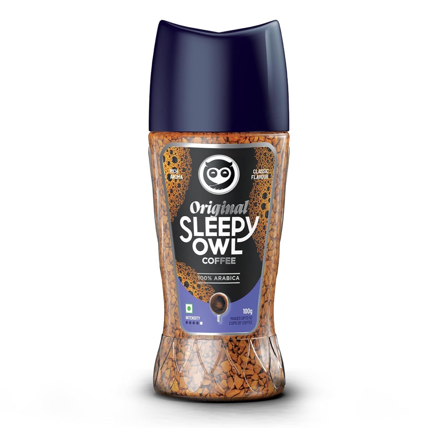 Sleepy Owl Original 100% Arabica Instant Coffee | Freeze Dried Coffee Powder – 100g | Make Café Style Hot or Cold Coffee, black Coffee, Cappuccino, Latte at Home