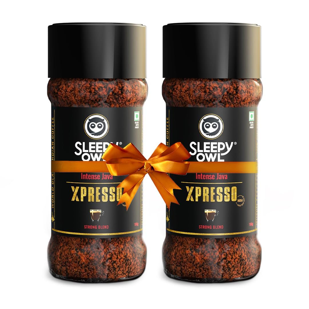 Sleepy Owl Xpresso 200g Strong Instant Coffee – 100g Pack of 2 | Intense Java | Dark Roasted | Intense and Bold Coffee Powder