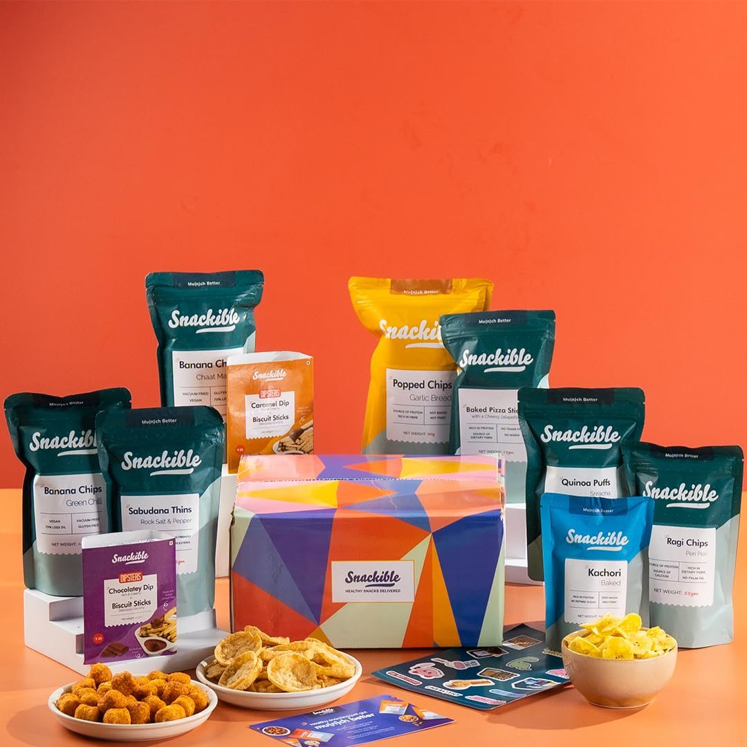 Snackible Bestselling Snacks Box | Box of 10 Healthy Snacks | Healthy Gift Box | Best Gifting Option |Corporate Gifts | Gourmet Snack