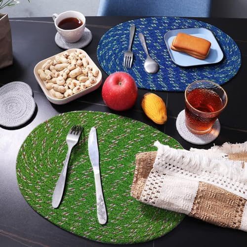 Status Multi-Purpose Braided Place Mat for Indoor Kitchen, Hall, and Room – Durable Mat for Home Decor 30×50 cm Multi-Color (Pack of 2) (Color May Vary)