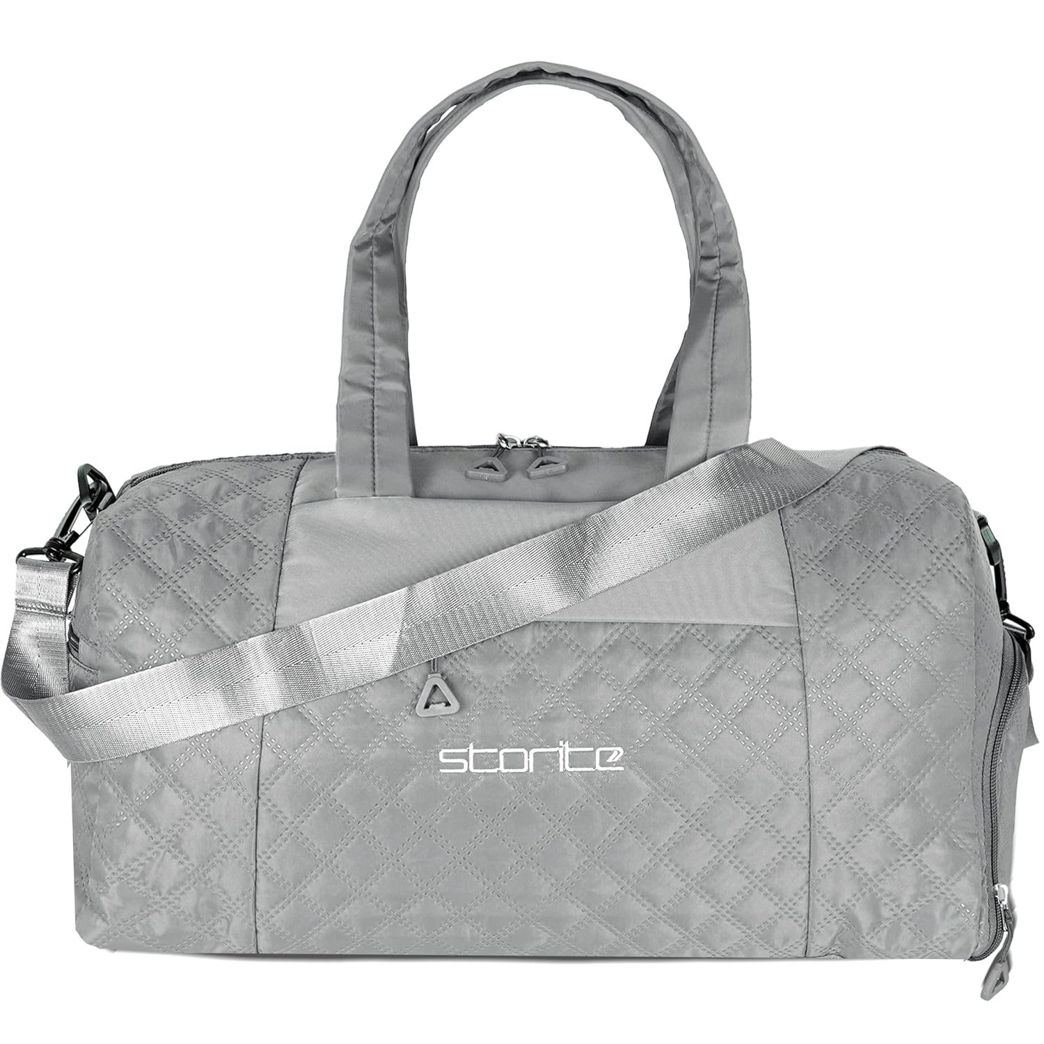 Storite 42 Cm Imported Multi Purpose Travel Duffle Bag for Women with Dry and Wet Pocket, Lightweight Waterproof Luggage Bag with Shoe Compartment (Grey)