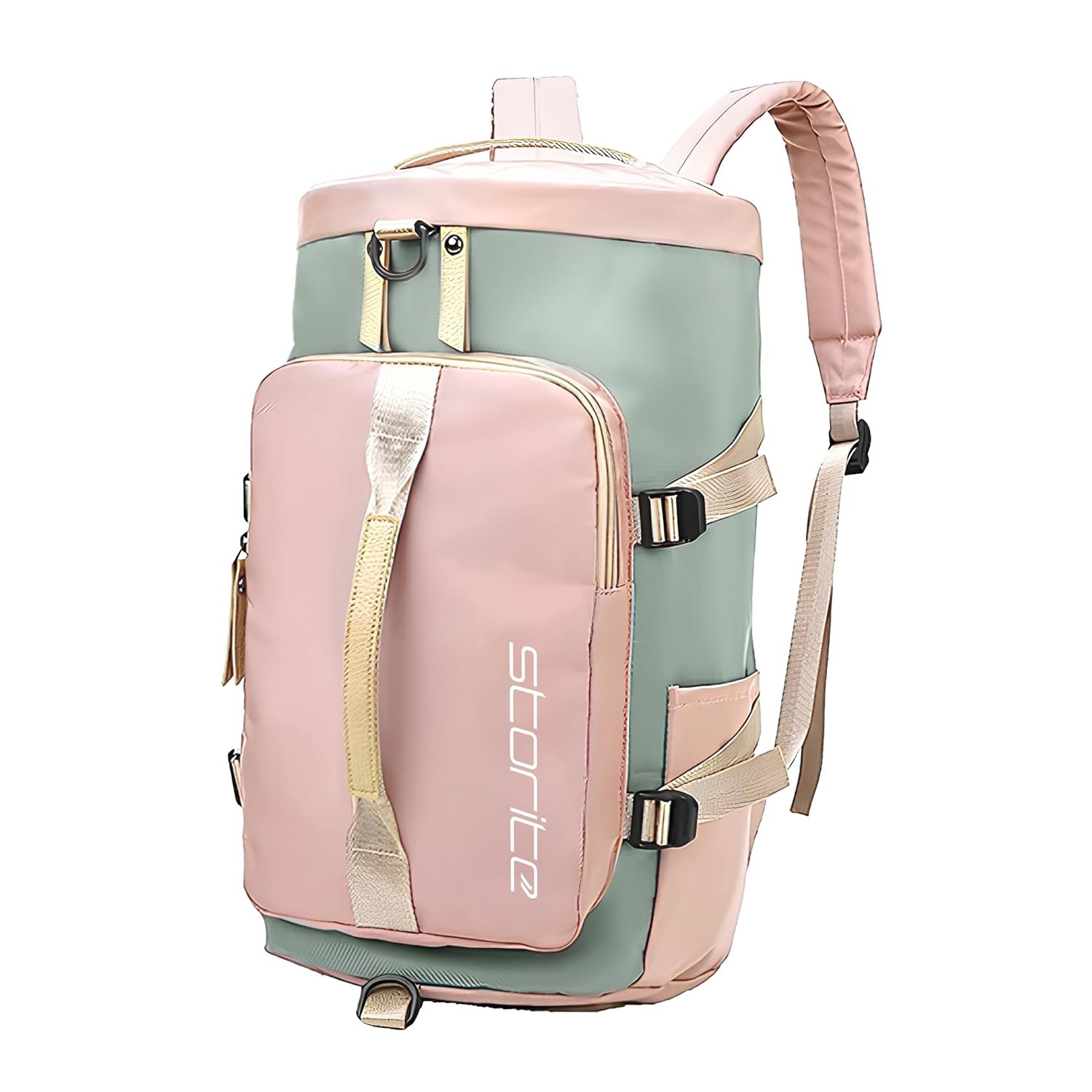 Storite Nylon 25Cm Small Imported Lightweight Waterproof Duffle Bag, Rucksack Travel Bag For Women With Separate Wet Pocket & Shoes Compartment, Backpack Carry Luggage Bag(43 x 25 x 26 CM)