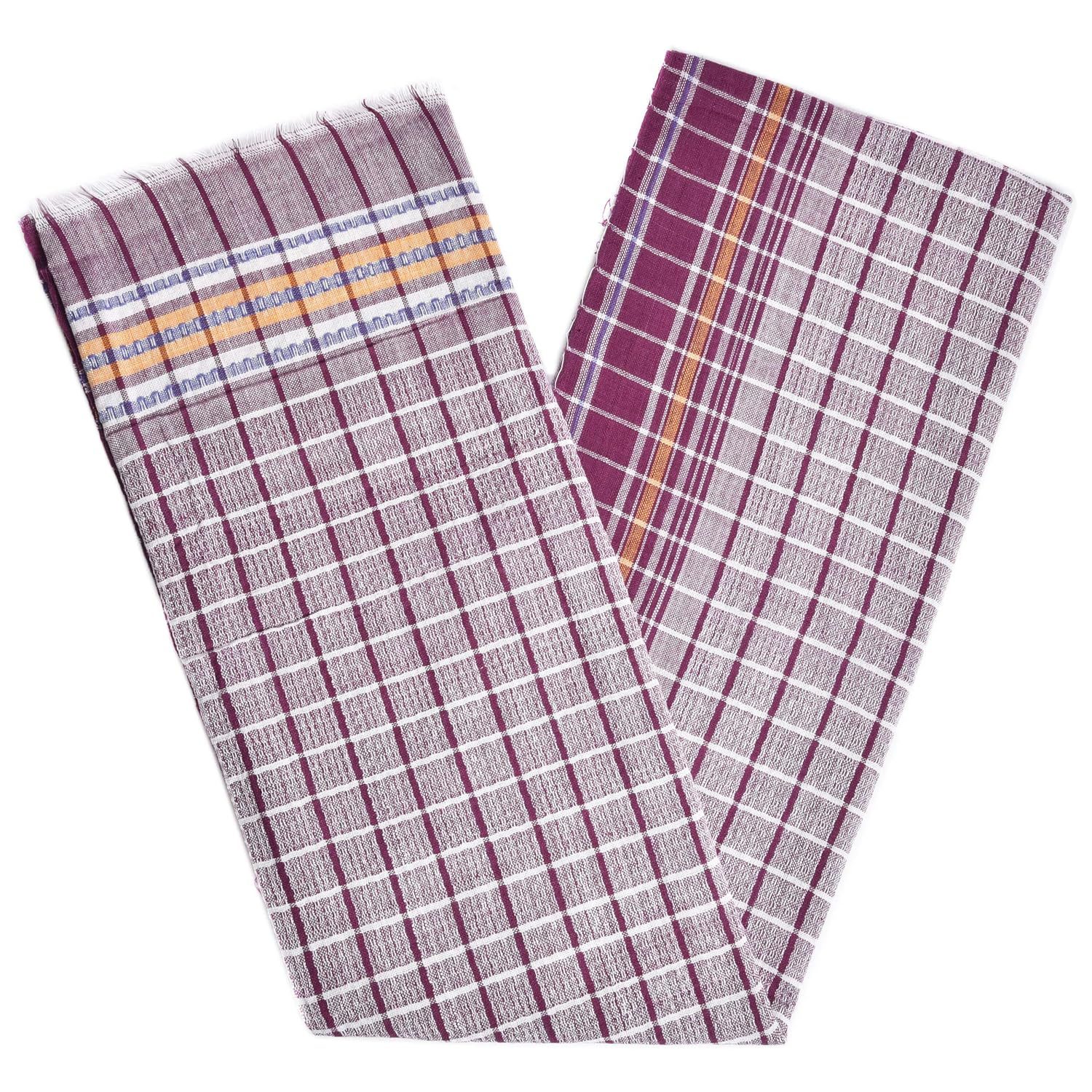 Strotam Pure Cotton Handloom Bath Towel 110 GSM Extra Large Size Bankura Gamcha (Set of 1 Purple)