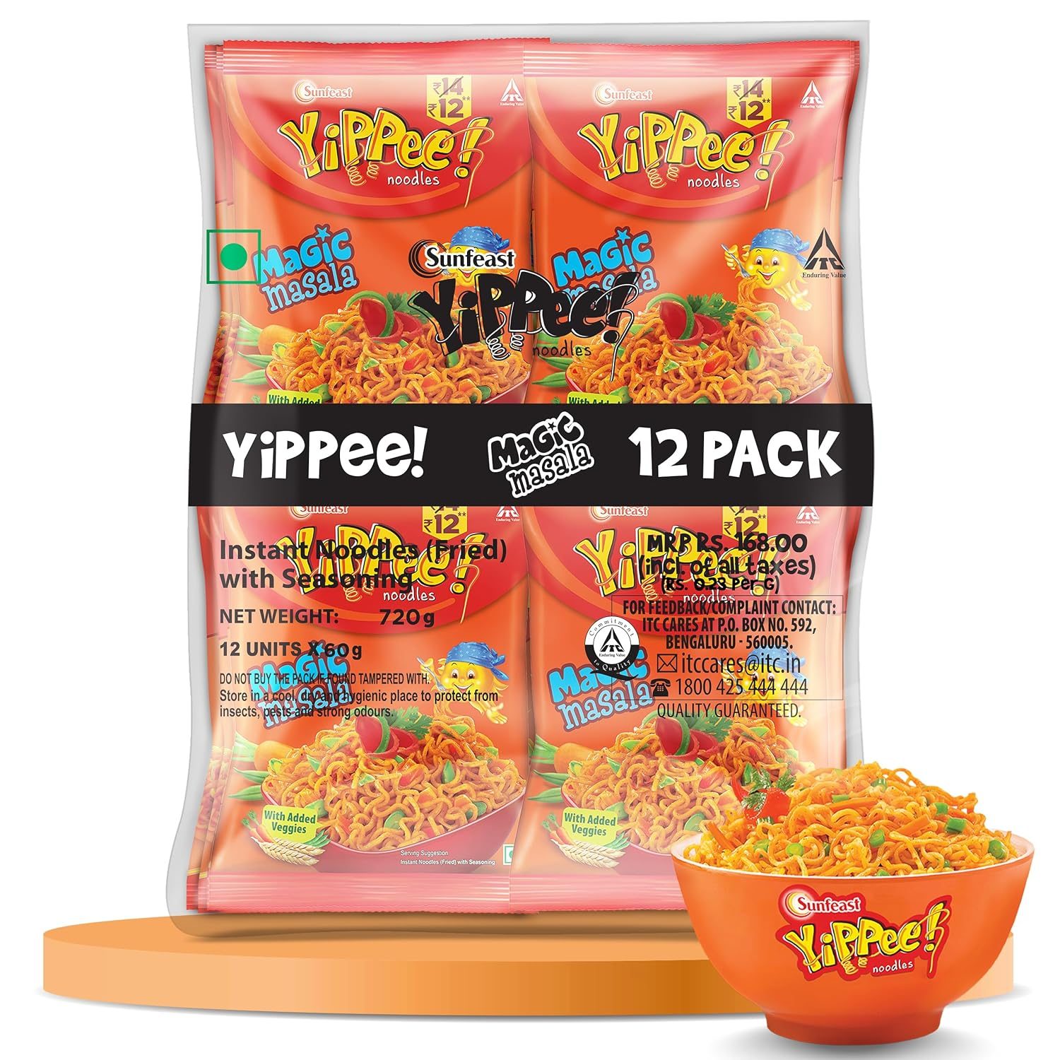 Sunfeast YiPPee! Magic Masala, Instant Noodles 12 in 1 Pack , 720g / 840g (Weight May Vary)