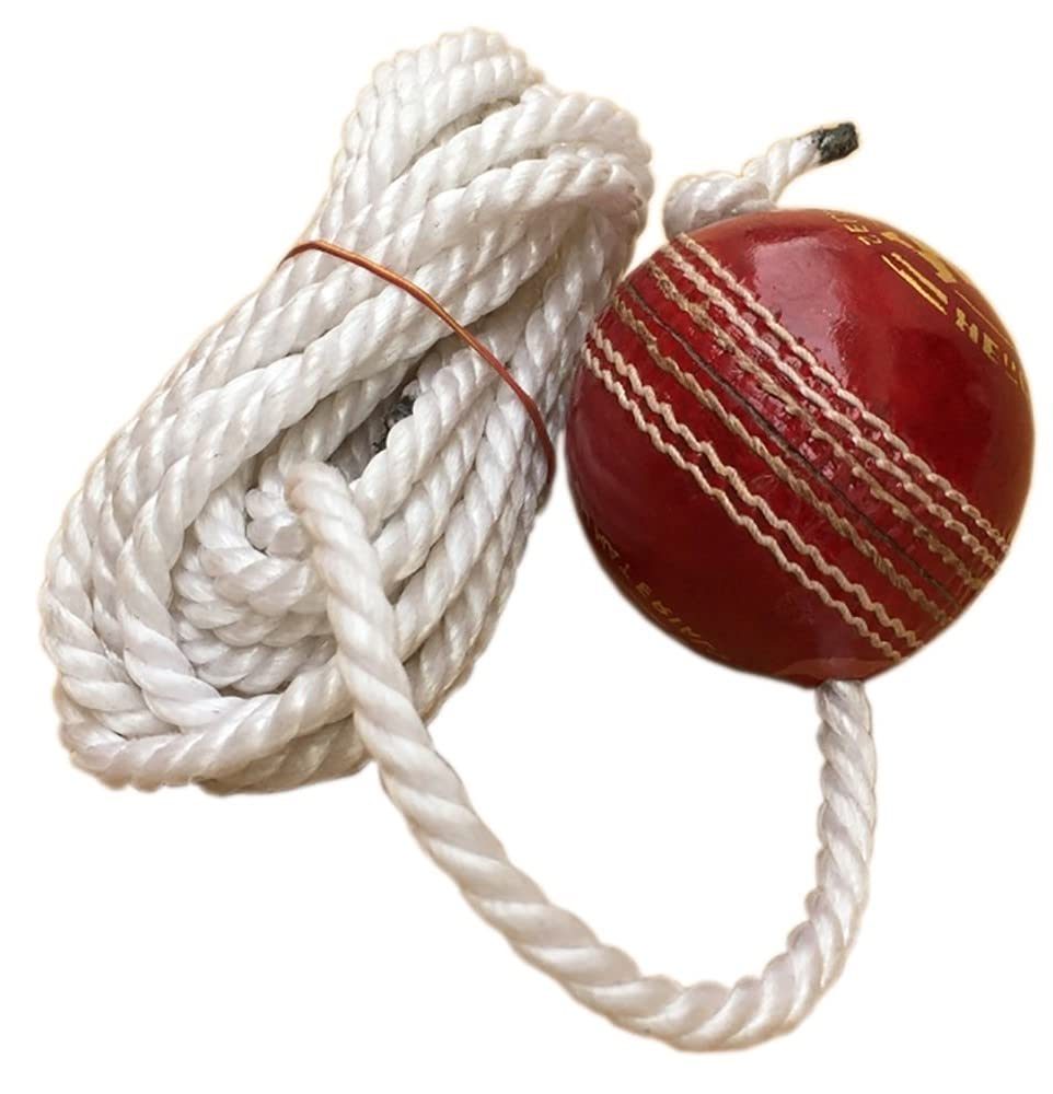 TIMA Leather Cricket Shot Practice Hanging Ball, String Cricket Ball and Knocking Cricket Ball with Rope (Multi-Color) (Pack of 1)