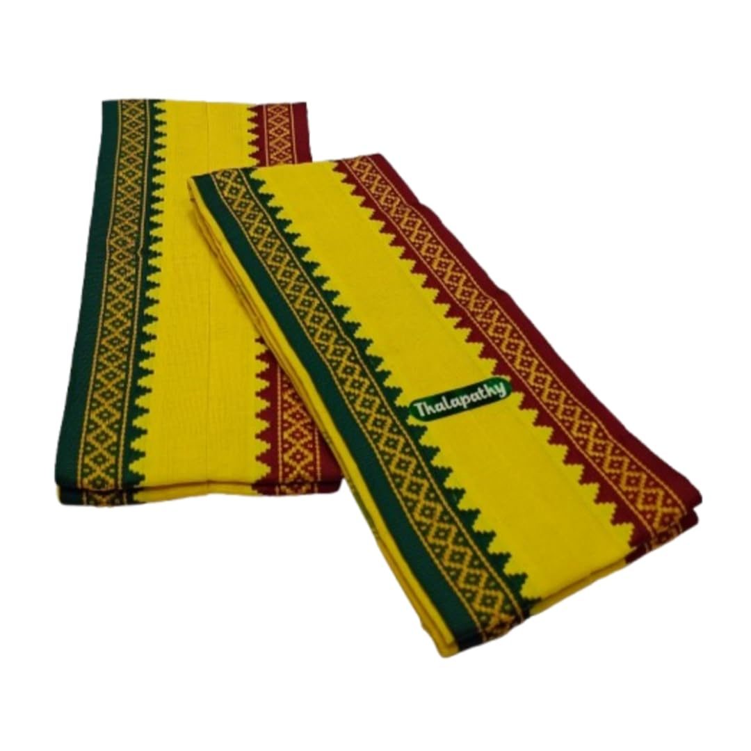 TRUEVELLI Cotton Men’s Angavastam Towel Size:52 Inch X 30 Inch (Pack of 2 Piece) Yellow