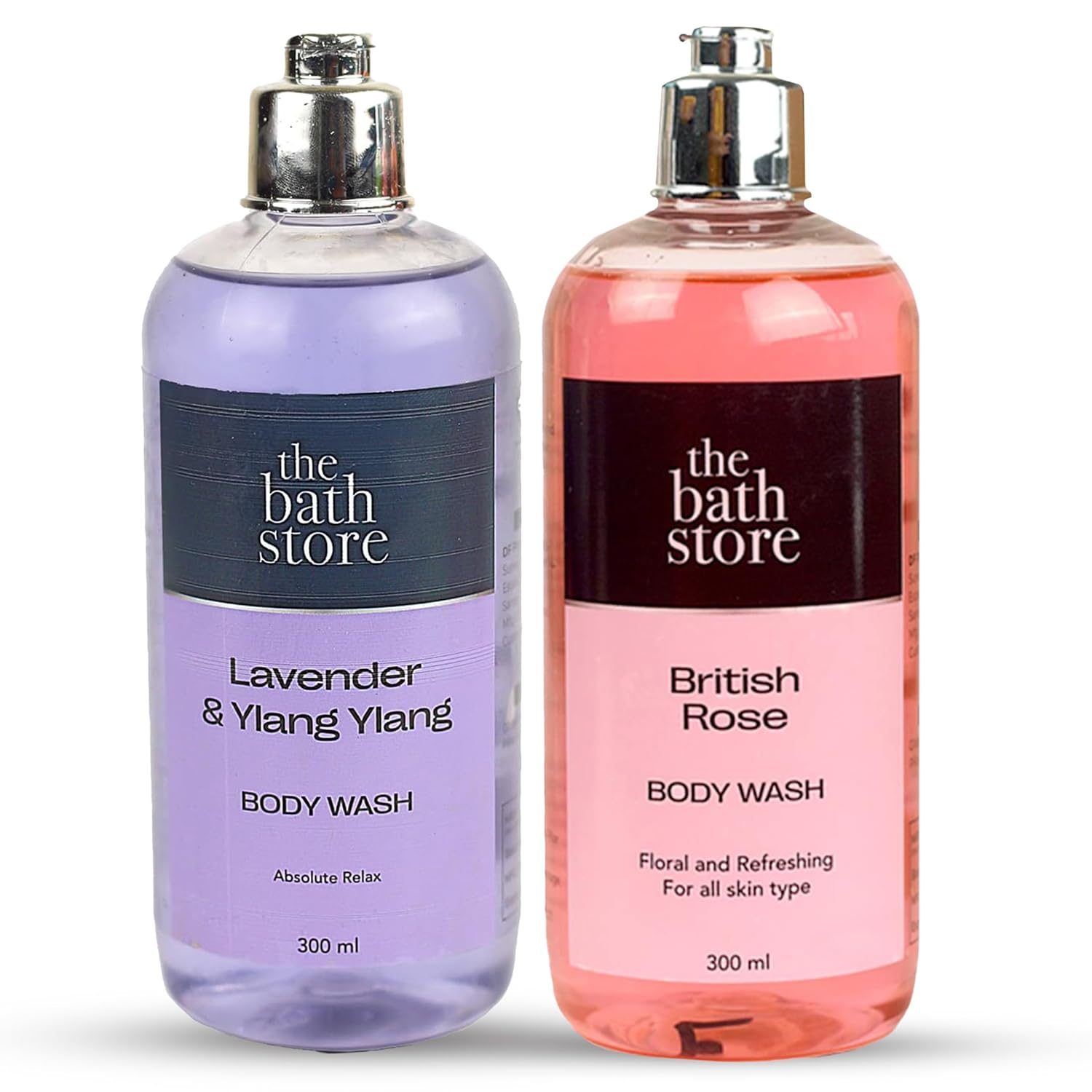 The Bath Store (British Rose & Lavender) Body Wash Shower Gel | Body Wash for Men & Women for smoother skin | Liquid Soaps for Bath for all Skin Types – No Sulphates & Paraben – 300ml*2