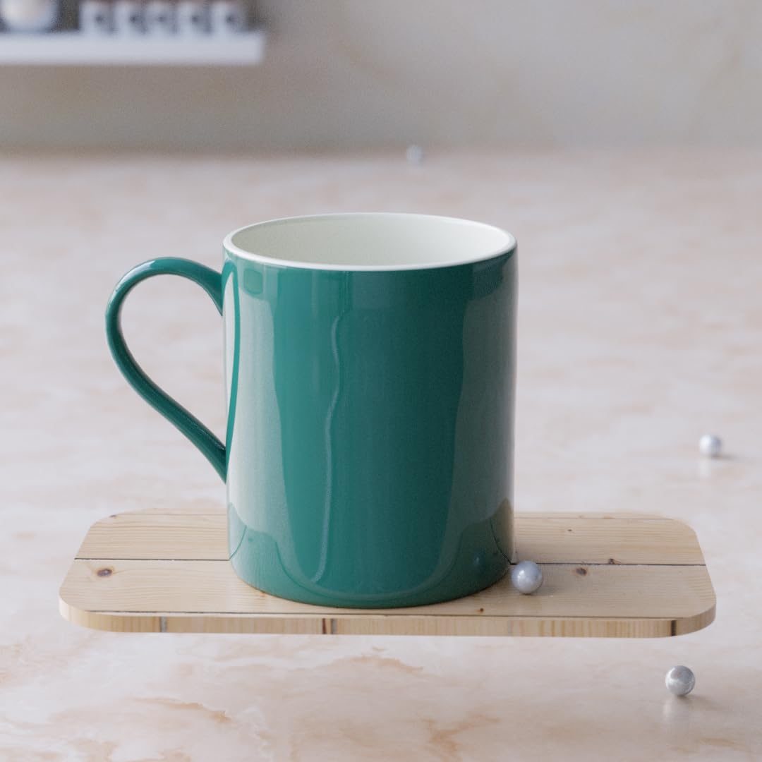 The Earth Store Solid Teal Ceramic Coffee Mug, Set of 1, 350ML | Mug for Coffee, Tea, Mug | Dishwasher & Microwave Safe | Perfect for Casual Gathering, Giftings, Daily Use