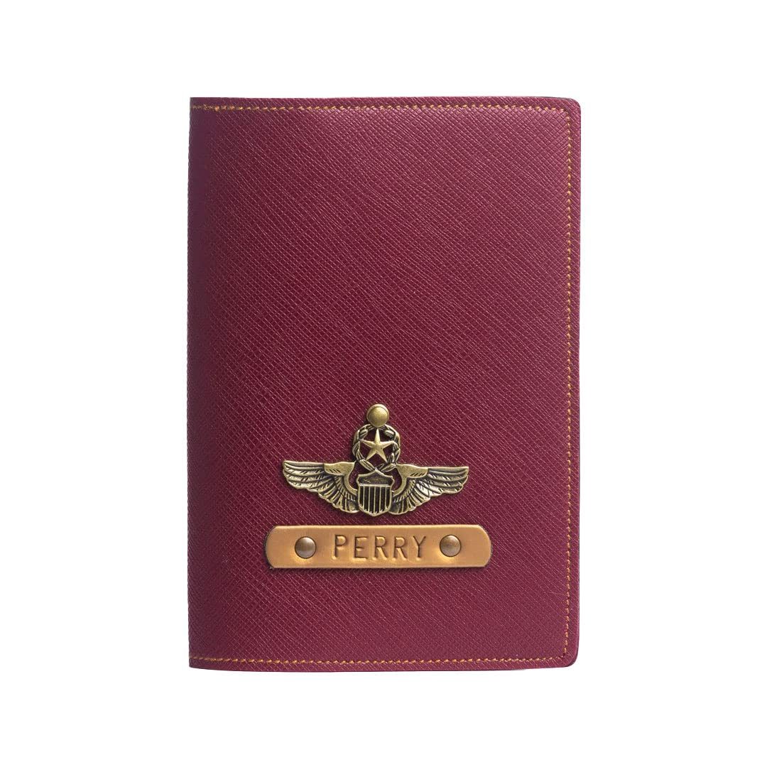 The Messy Corner Personalized Passport Cover for Men and Women | Customized Travel Accessories Organizer | Vegan Leather Passport Holder | Unisex Handcrafted Gift | Wine