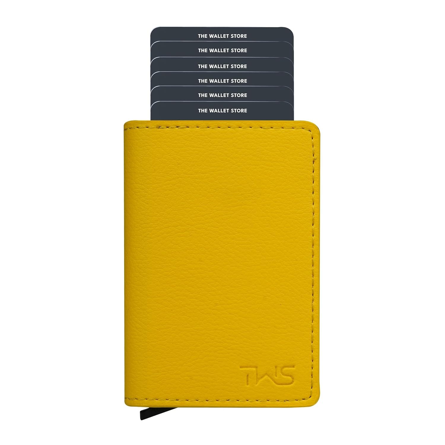 The Wallet Store Vivid Vault RFID Protected Wallet| Pop-up Card Holder | Scan Proof Wallets for Men | Aluminium Case | Up to 6 Cards | Credit & Debit Card Holder (Yellow)