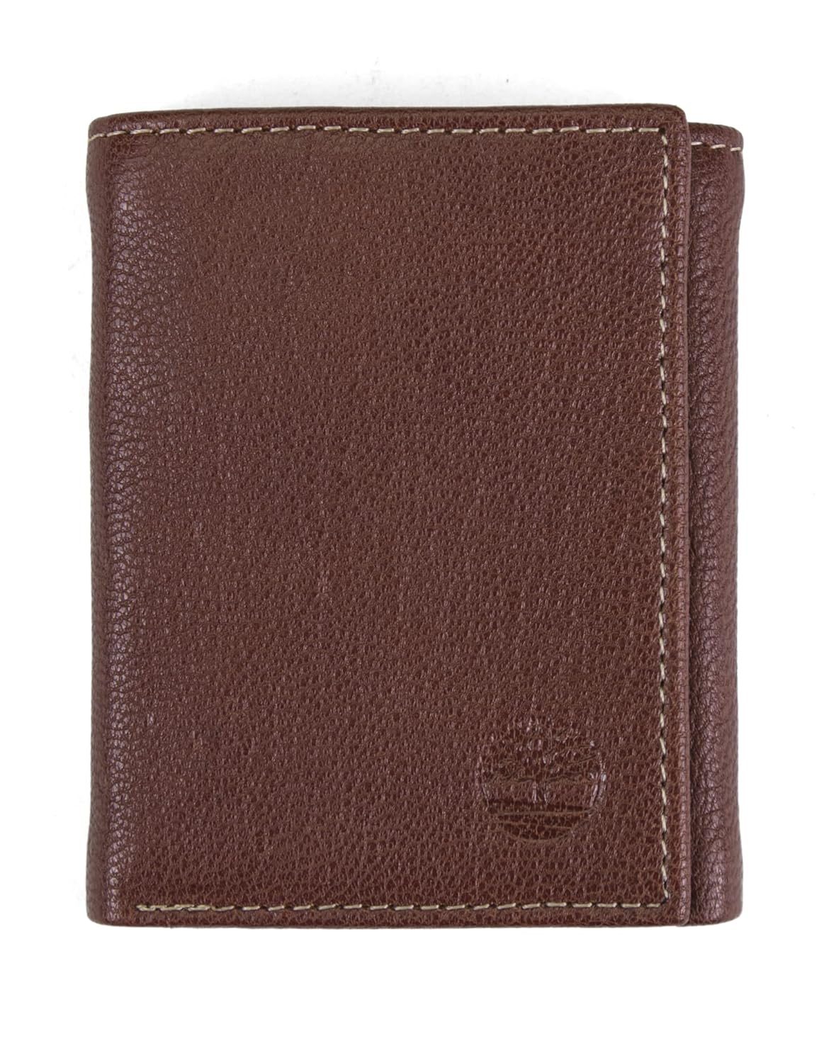 Timberland Men’s Genuine Leather RFID Blocking Trifold Security Wallet, Brown, One Size