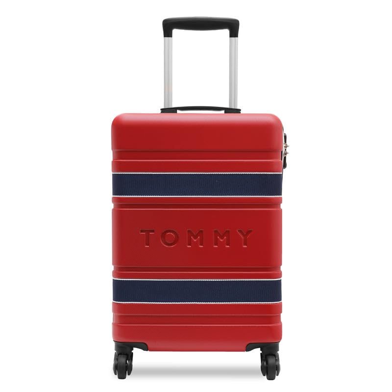 Tommy Hilfiger Las Vegas Unisex Polyester Hard Luggage – Red+Navy, 57Cm Cabin Trolley Bag