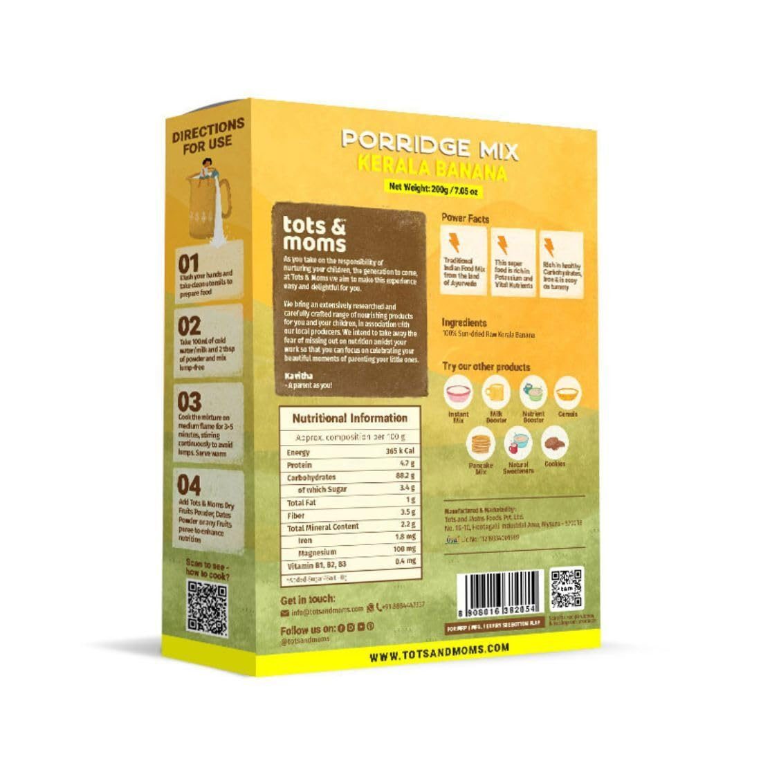 Tots & Moms Calcium Rich Raw Kerala Banana Powder For Kids 200G – No Salt No Sugar – Healthy Weight Gaining Food – No Preservatives 100% Natural Immune Booster (200 g (Pack of 1))