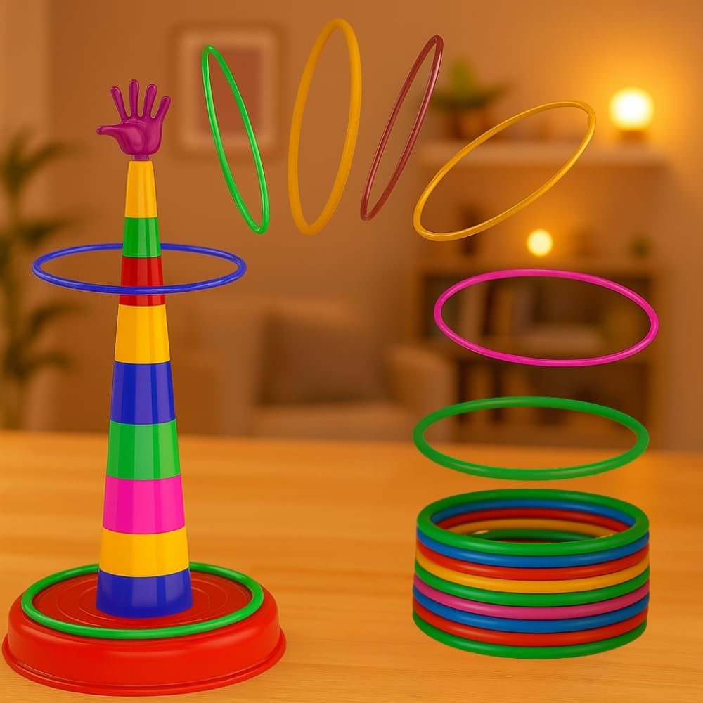 Toy Imagine™ 2 in 1 Ring Toss Game for Kids – Fun Indoor Outdoor Toy for Boys & Girls Age 2-5 | Colour Recognition, Brain Development, Birthday Gift, Educational Toy for 3+ Year Old