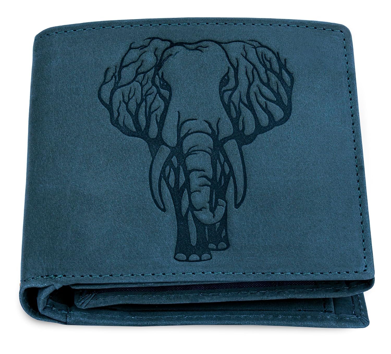 URBAN FOREST Mastodon Vintage Blue Leather Wallet for Men