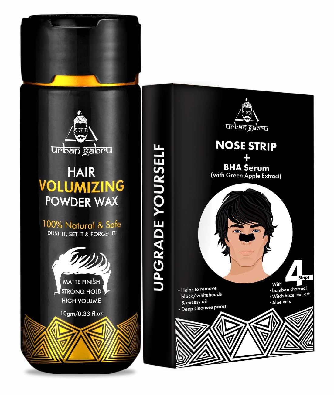 Urbangabru Hair Volumizing Powder 10 GM & Nose Strips + BHA Serum – Men’s Grooming Combo Kit