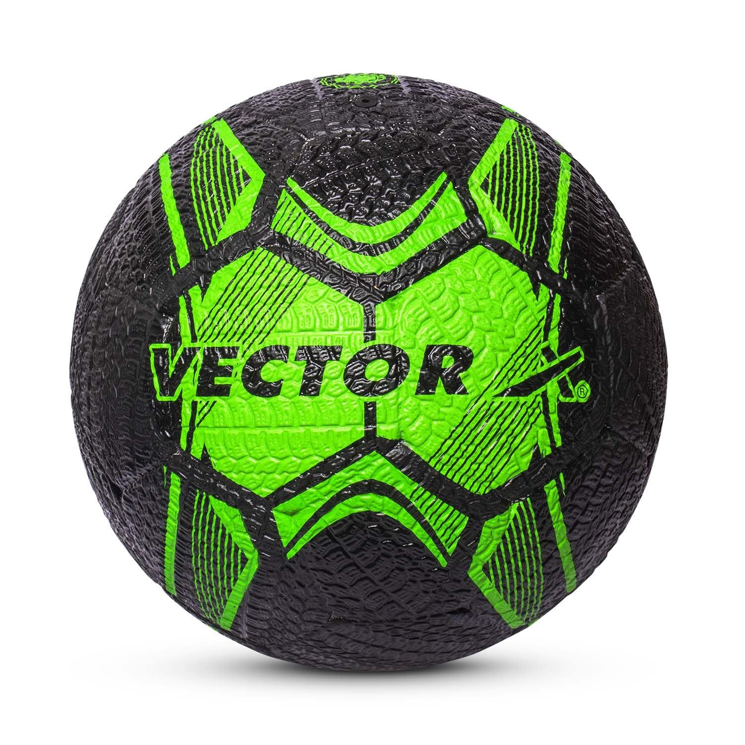 Vector X Street Soccer Rubberized Moulded Football Soccer Training Ball Suitable for Hard Ground Football for Men Women Size 5 Green Black