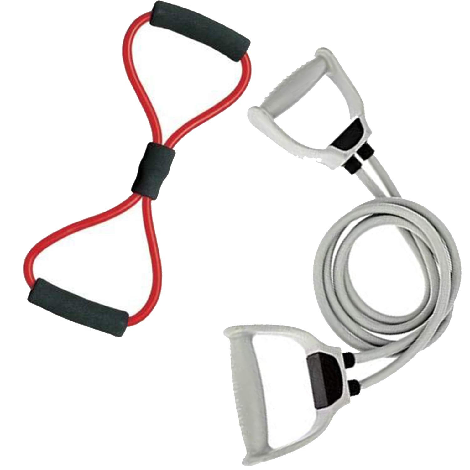 Vendere Combo Soft Latex Figure 8 Yoga Fitness Workout Toning Resistance with Double Toning Tube Tube Exercise Band (Color as per Stock)