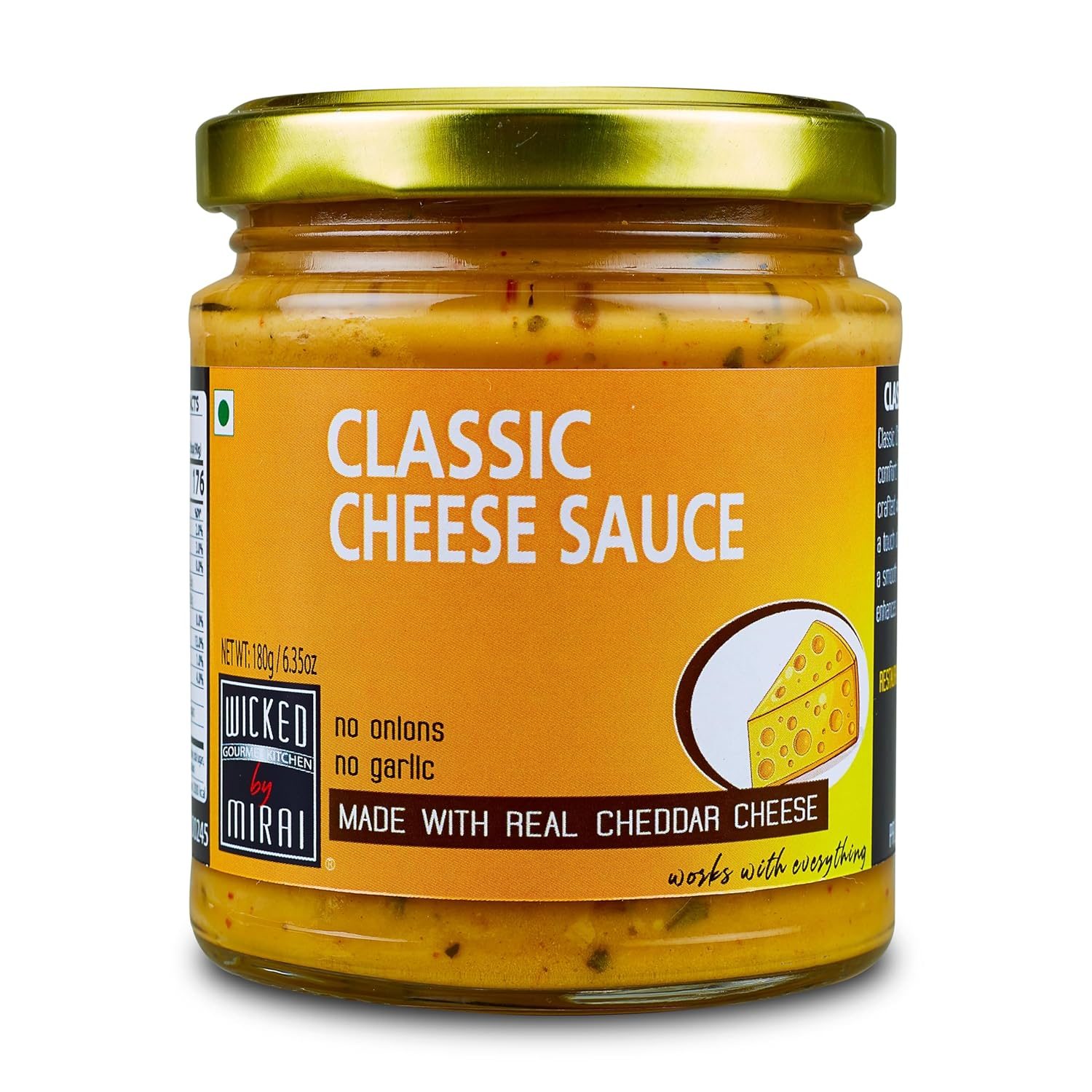 WICKED GOURMET KITCHEN by MIRAI® I Classic Cheese Sauce I Real Dairy – Real Cheese I No Onions – No Garlic I No Oils I Rich & Smooth I Nachos, Sandwiches & just about everything else… I Nett Wt: 180g