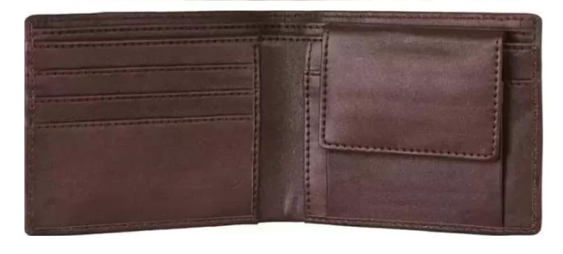 WILDEMART Men’s Stylish Wallet Personalised Mens Purse with Name with LINE Brown .Bi-Fold Wallet – Card Slots, 1 Card Case, Coin Pocket, Hidden Pockets.