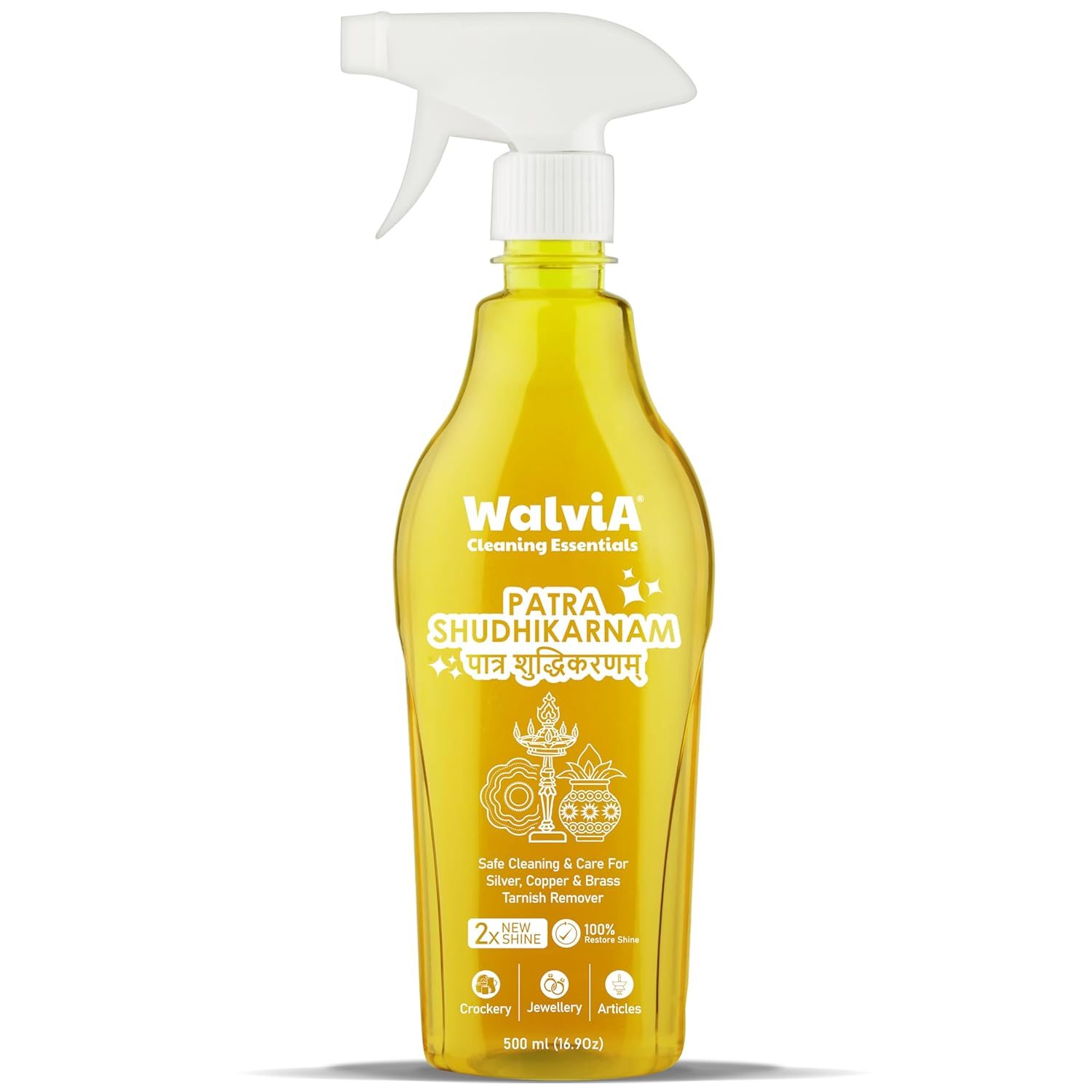Walvia Naturals Patra Sudhikarnam – Utensil Cleaning Spray Brass, Copper, Metal, Steel Polish, Turnish Remover, Instant Shine Jewellery, Articles And Silverware Without Silver Loss