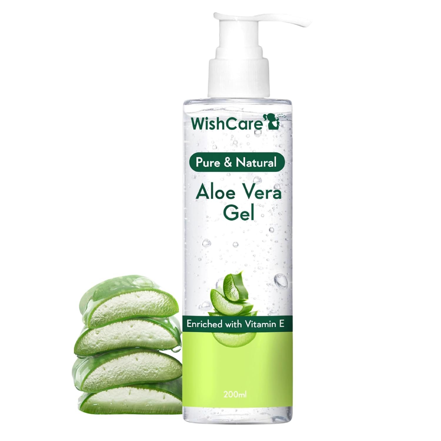WishCare Pure & Natural Aloe Vera Gel – Multipurpose Beauty Gel for Skin and Hair, 200 ml