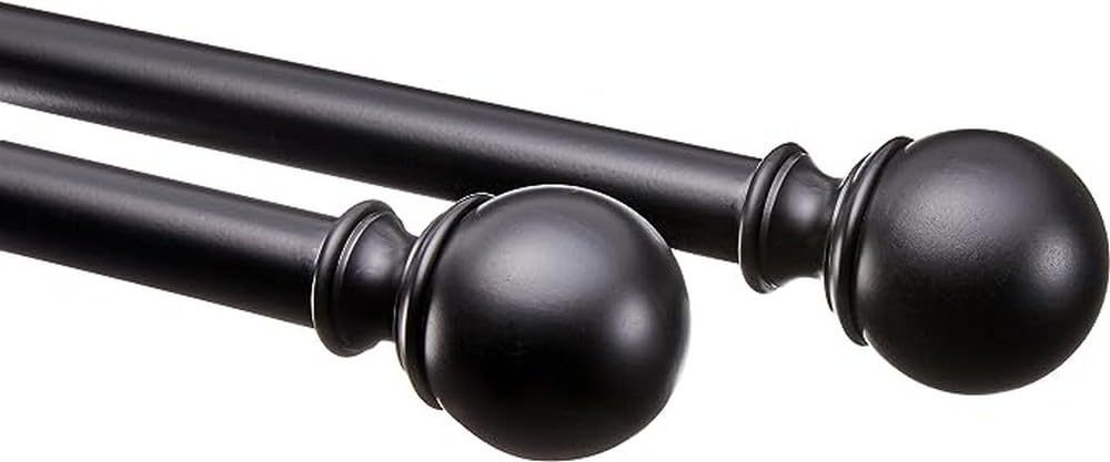 amazon basics 1′ Curtain Rod with Round Ends, 36′ to 72′, Black