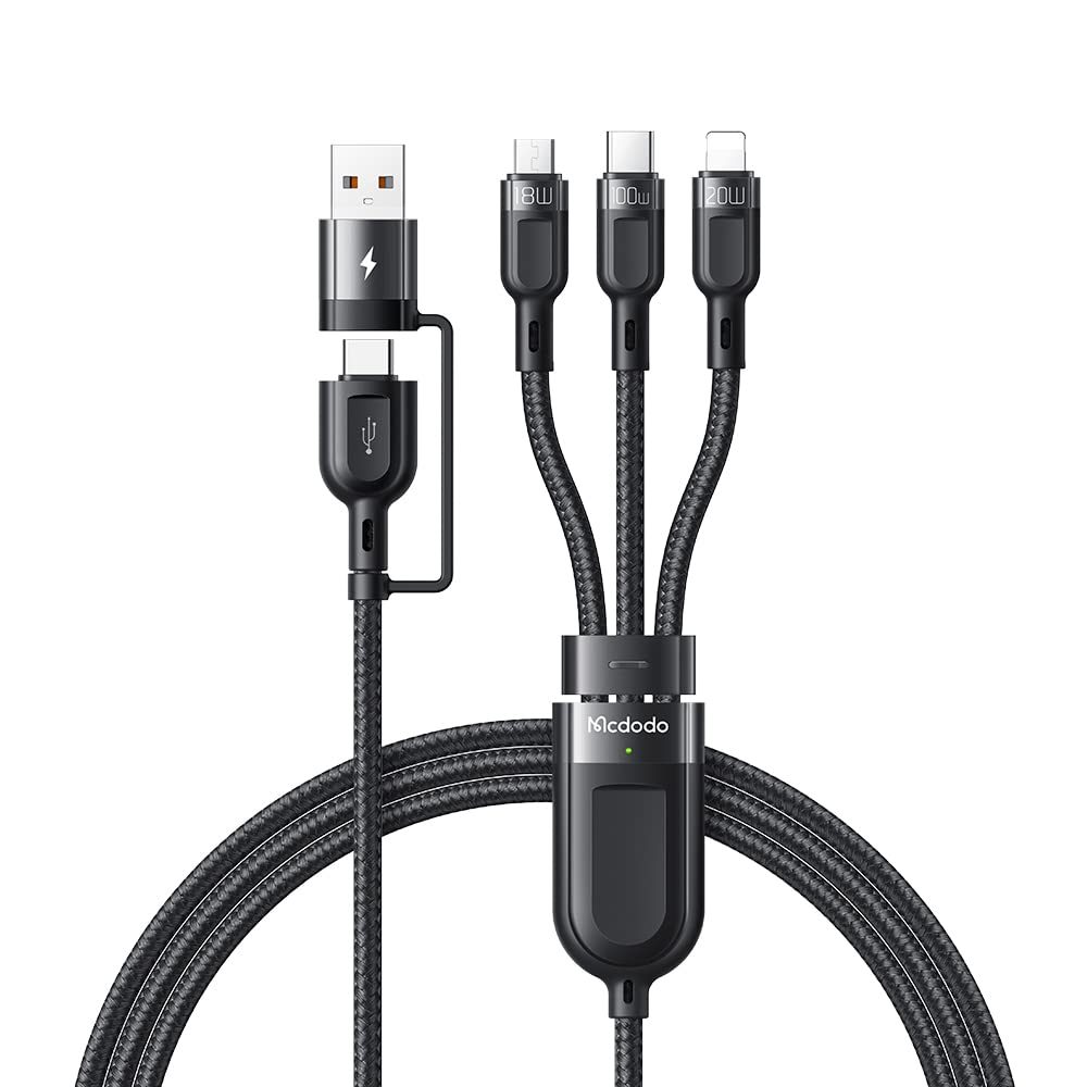 mcdodo 6A FCP SCP VOOC QC3.0 universal multi function 2 in 3 high power upto 100W PD Fast Charging & Data Sync Cable for all mobile phones