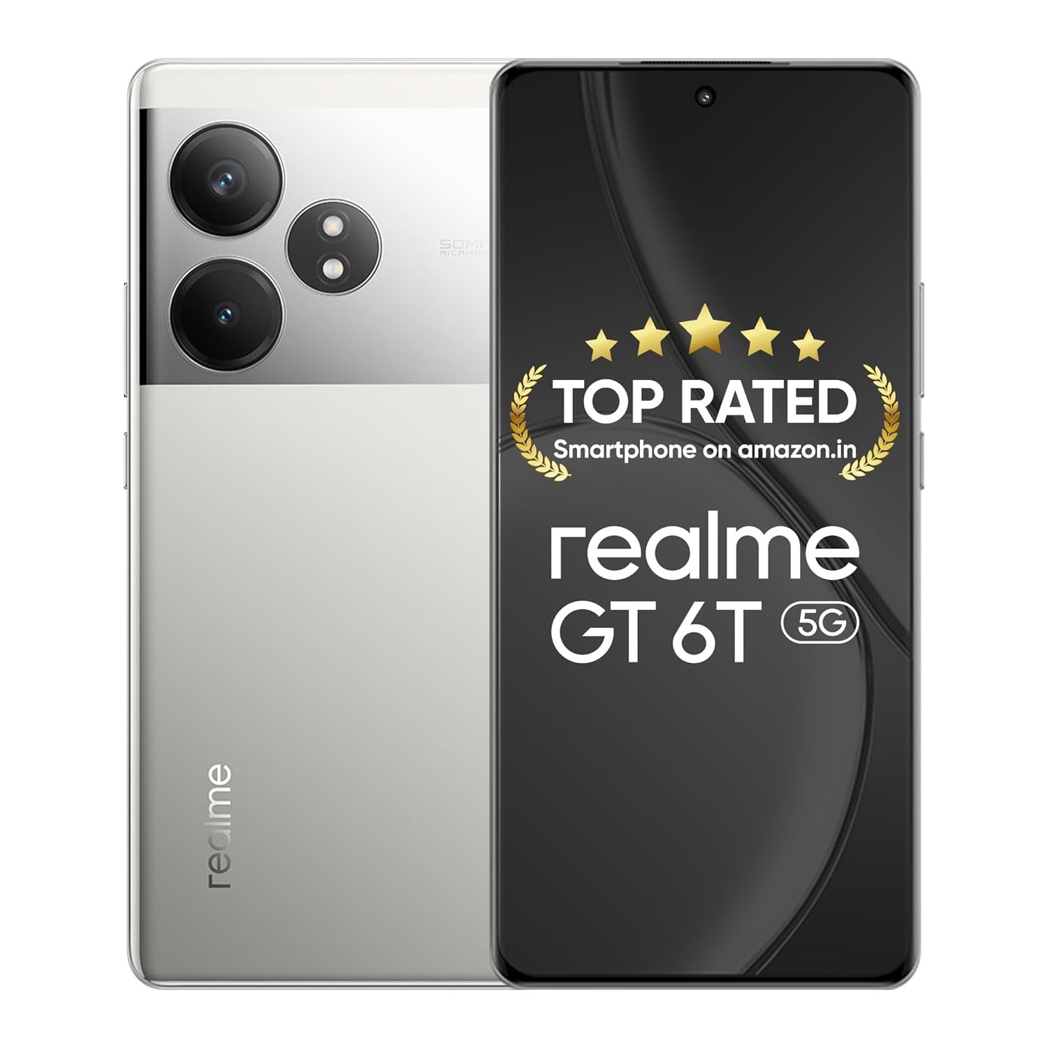 realme GT 6T 5G (Fluid Silver,12GB RAM+512GB Storage) | India’s 1st 7+ Gen 3 Flagship Chipset | 1.5M+AnTuTu Score | 5500mAh+120W | The World’s Brightest Flagship Display