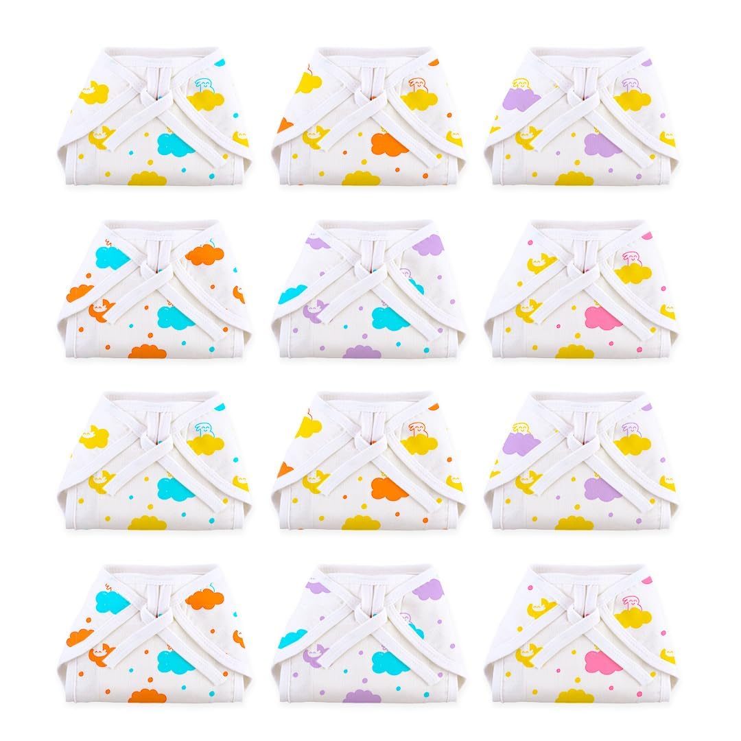 superbottoms Basic Langot For New Born Baby Pack Of 12 | 100% Pure Cotton Double Layered Langot | Baby Girl And Baby Boy | Fits Babies From Medium To Large | Up To 5 Kg (0-6 Months)