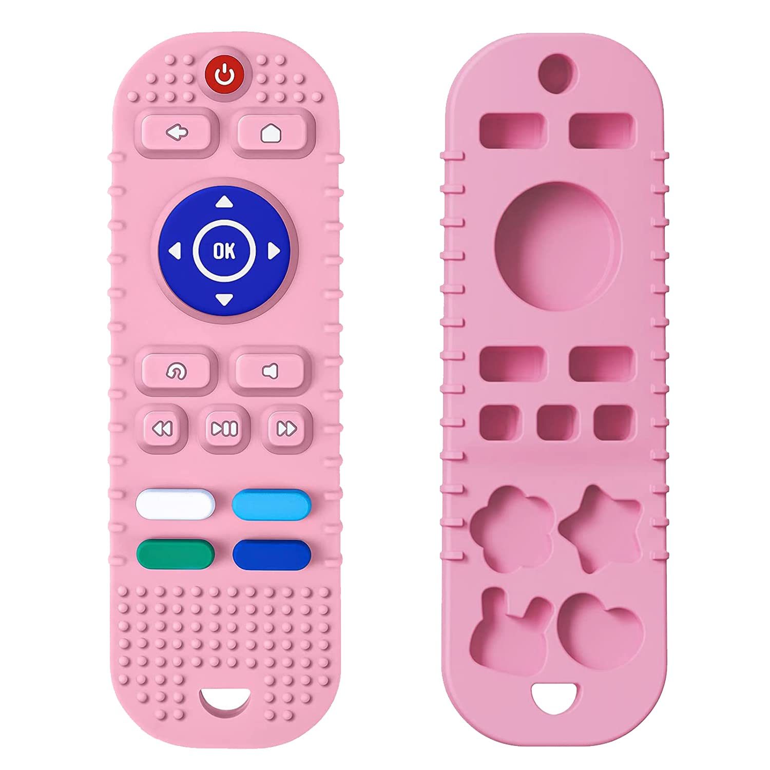 tekme Remote Silicone Teether For Baby, For 3+ Months Baby, Helps Biting Skills Development, Colour & Shape Recognition, Teething Toys For Babies And Toddlers (Pink)