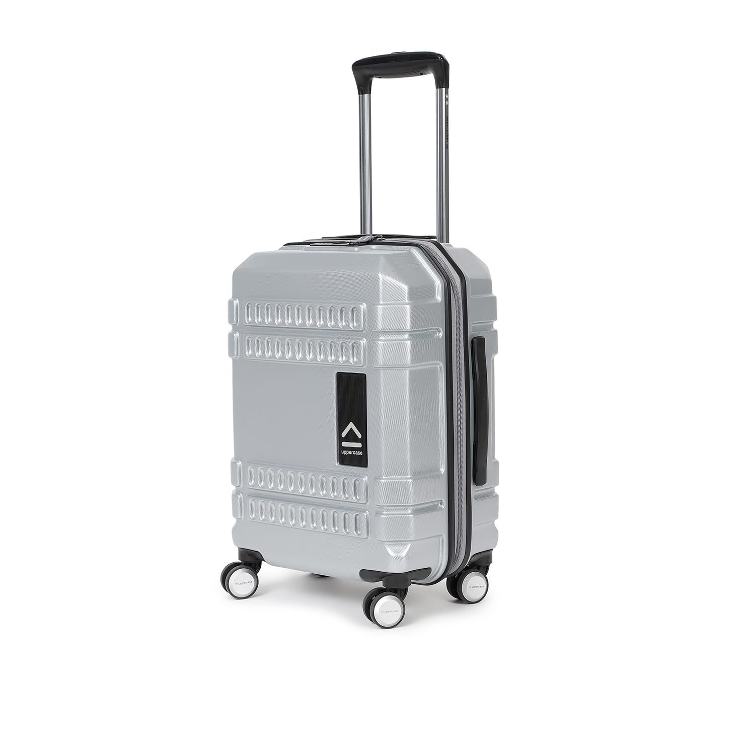 uppercase Bullet (Small) 56cm | Cabin Trolley Bag | Hardsided Luggage Anti-Scratch 8 Spinner Wheel Luggage | TSA Lock & Anti-Theft Zippers | Suitcase for Men & Women | 2000 Days Warranty (Silver)