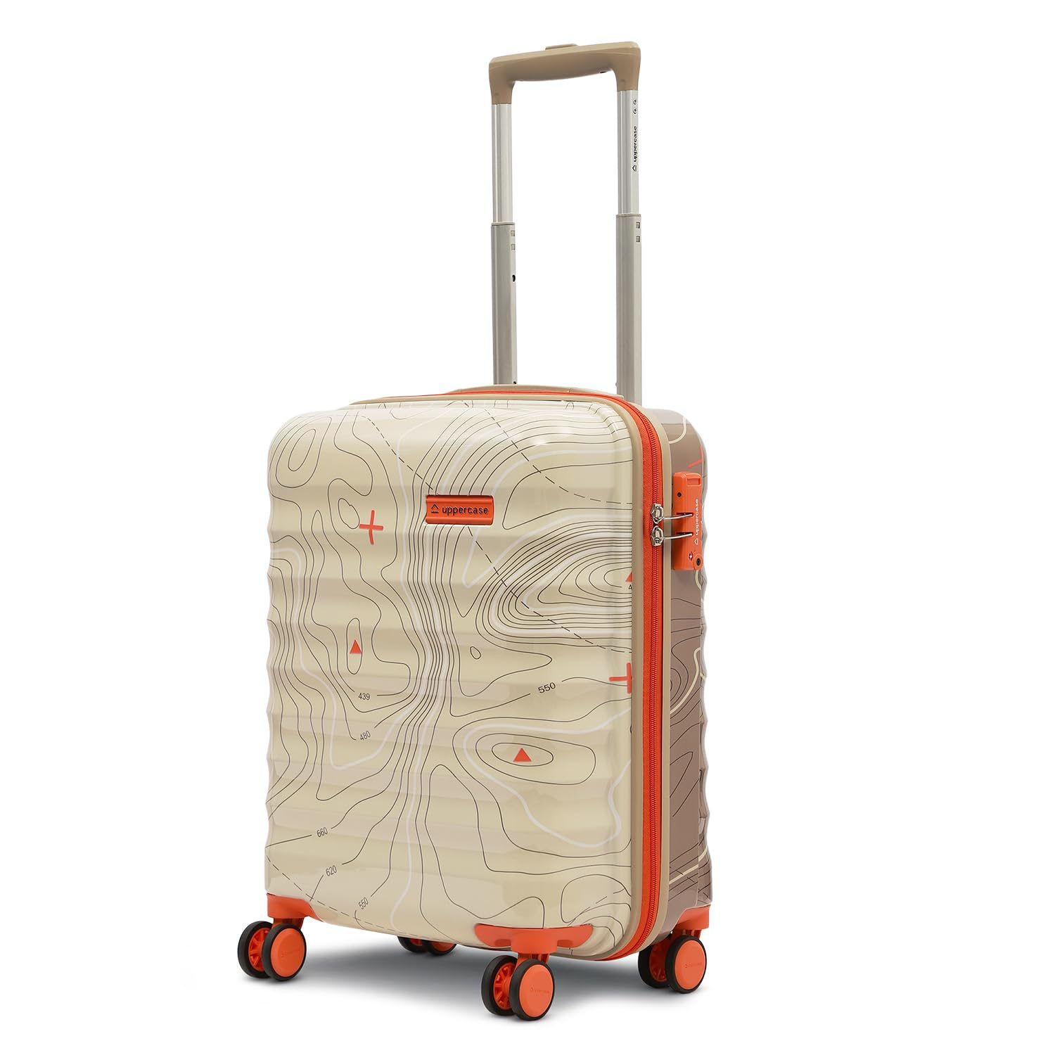 uppercase Topo (Small) 56 cms Hardsided Cabin Trolley Bag 8 Wheel Sustainable Double Spinner Luggage with TSA Lock & Anti-Theft Zippers Unisex 2000 Days Warranty Dual Tone (Taupe & Beige)